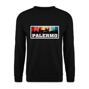 Palermo Italy Travel Souvenir Skyline Silhouette I - Unisex Sweatshirt - black - Front - Alina (178cm) & Michal (187cm)