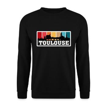 Toulouse Frankreich Reise Souvenir Skyline Silhouette - Unisex Pullover - Schwarz - Vorne - Alina (178cm) & Michal (187cm)