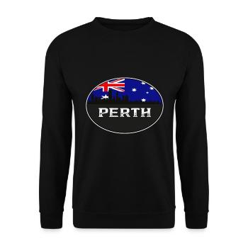 Perth Australien Skyline Silhouette australische Flagge - Unisex Pullover - Schwarz - Vorne - Alina (178cm) & Michal (187cm)