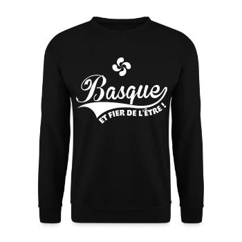 Basque et fier de l'être avec croix Basque Lauburu - Sweat-shirt Unisexe - noir - Devant - Alina (178cm) & Michal (187cm)