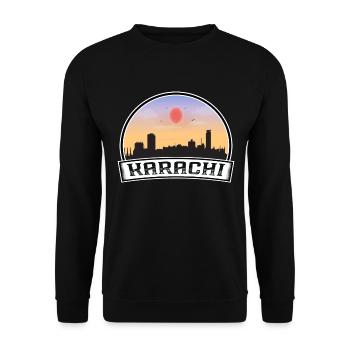 Karachi Pakistan Skyline Vintage Sunset Travel Sou - Sweat-shirt Unisexe - noir - Devant - Alina (178cm) & Michal (187cm)