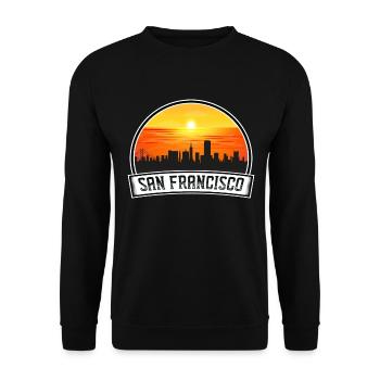 San Francisco Californie Usa Skyline Vintage Sunse - Sweat-shirt Unisexe - noir - Devant - Alina (178cm) & Michal (187cm)