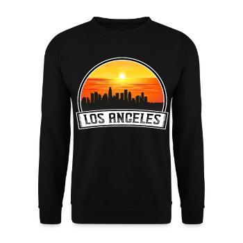 Los Angeles Californie États-Unis Skyline Vintage Sunset - Sweat-shirt Unisexe - noir - Devant - Alina (178cm) & Michal (187cm)
