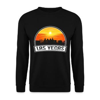 Las Vegas Nevada USA Skyline Vintage Sonnenuntergang Reisen - Unisex Pullover - Schwarz - Vorne - Alina (178cm) & Michal (187cm)
