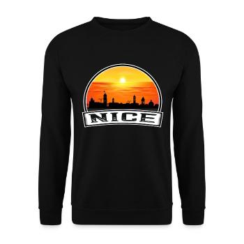 Nice France Skyline Vintage Sunset Travel Souvenir - Unisex Sweatshirt - black - Front - Alina (178cm) & Michal (187cm)