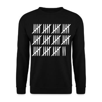 57. Geburtstag Strichliste 57 Jahre alt - Unisex Pullover - Schwarz - Vorne - Alina (178cm) & Michal (187cm)