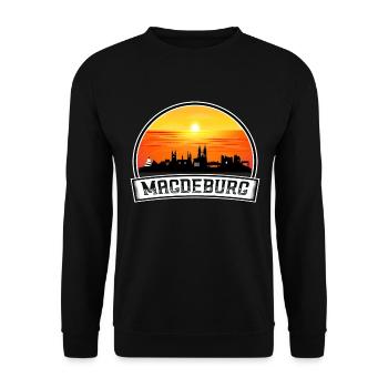 Magdebourg Allemagne Skyline Vintage Sunset Voyage Donc - Sweat-shirt Unisexe - noir - Devant - Alina (178cm) & Michal (187cm)