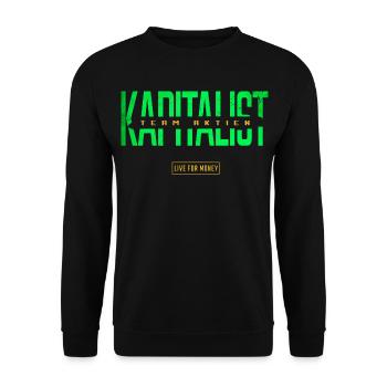 Kapitalist Team Aktien - Unisex Pullover - Schwarz - Vorne - Alina (178cm) & Michal (187cm)