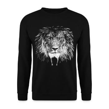 Löwe Biker - Unisex Pullover - Schwarz - Vorne - Alina (178cm) & Michal (187cm)