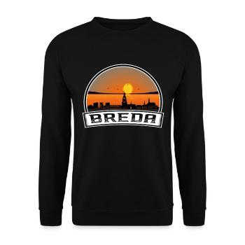 Breda Niederlande Skyline Vintage Sonnenuntergang Reise So - Unisex Pullover - Schwarz - Vorne - Alina (178cm) & Michal (187cm)