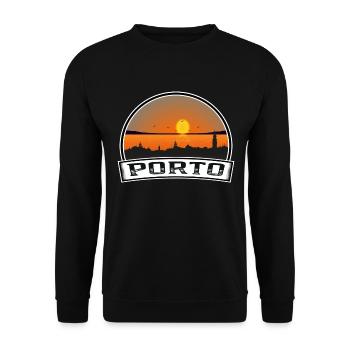Porto Portugal Skyline Vintage Sonnenuntergang Reise Souve - Unisex Pullover - Schwarz - Vorne - Alina (178cm) & Michal (187cm)
