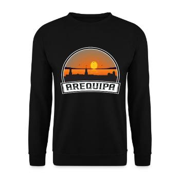 Arequipa Peru Skyline Vintage Sonnenuntergang Reise Souven - Unisex Pullover - Schwarz - Vorne - Alina (178cm) & Michal (187cm)