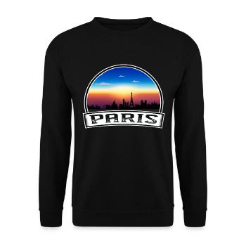 Paris France Skyline Vintage Sunset Travel Souveni - Sweat-shirt Unisexe - noir - Devant - Alina (178cm) & Michal (187cm)