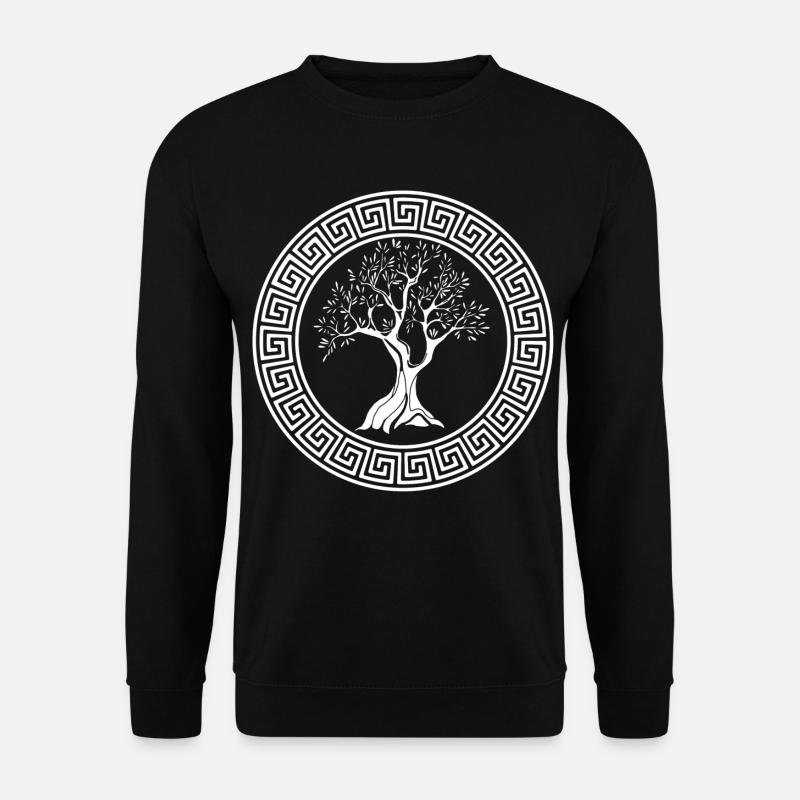 Griechisches Symbol des weißen Olivenbaums - Unisex Pullover - Schwarz