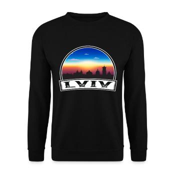 Lviv Ukraine Skyline Vintage Coucher Soleil Voyage Souveni - Sweat-shirt Unisexe - noir - Devant - Alina (178cm) & Michal (187cm)