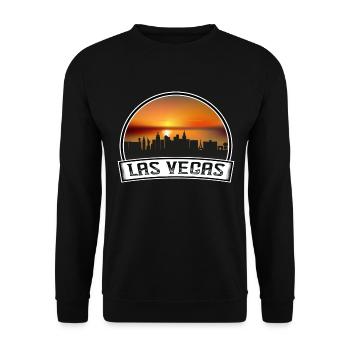 Las Vegas Nevada USA Skyline Vintage Sonnenuntergang Reisen - Unisex Pullover - Schwarz - Vorne - Alina (178cm) & Michal (187cm)