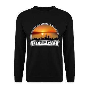Utrecht Netherlands Skyline Vintage Sunset Travel - Unisex Sweatshirt - black - Front - Alina (178cm) & Michal (187cm)
