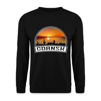 Danzig Polen Skyline Vintage Sonnenuntergang Reise Souven - Unisex Pullover - Schwarz - Vorne - Alina (178cm) & Michal (187cm)