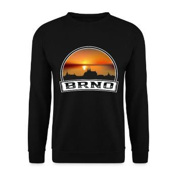 Brno Tschechien Skyline Vintage Sonnenuntergang Reise Souveni - Unisex Pullover - Schwarz - Vorne - Alina (178cm) & Michal (187cm)
