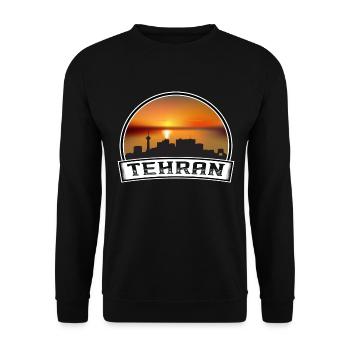 Tehran Iran Skyline Vintage Sunset Travel Souvenir - Unisex Sweatshirt - black - Front - Alina (178cm) & Michal (187cm)