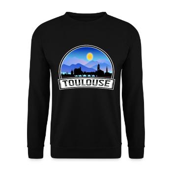 Toulouse Frankreich Skyline Vintage Sonnenuntergang Reise Souv - Unisex Pullover - Schwarz - Vorne - Alina (178cm) & Michal (187cm)