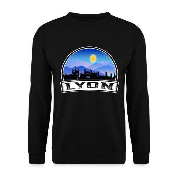 Lyon Frankreich Skyline Vintage Sonnenuntergang Reise Souvenir - Unisex Pullover - Schwarz - Vorne - Alina (178cm) & Michal (187cm)