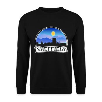 Sheffield England Skyline Vintage Sunset Travel So - Unisex Sweatshirt - black - Front - Alina (178cm) & Michal (187cm)