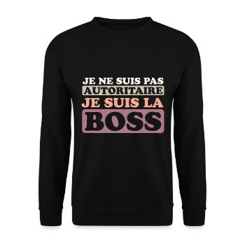 Je ne suis pas autoritaire, je suis la bosse - Sweat-shirt Unisexe - noir - Devant - Alina (178cm) & Michal (187cm)