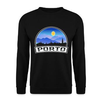 Porto Portugal Skyline Vintage Sunset Travel Souve - Unisex Sweatshirt - black - Front - Alina (178cm) & Michal (187cm)