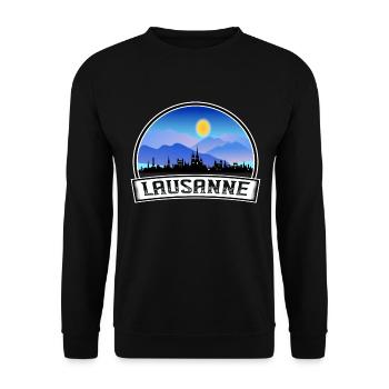 Lausanne Suisse Skyline Vintage Sunset Voyage - Sweat-shirt Unisexe - noir - Devant - Alina (178cm) & Michal (187cm)