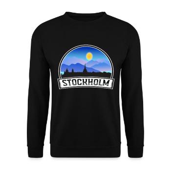 Stockholm Schweden Skyline Vintage Sonnenuntergang Reise Sou - Unisex Pullover - Schwarz - Vorne - Alina (178cm) & Michal (187cm)