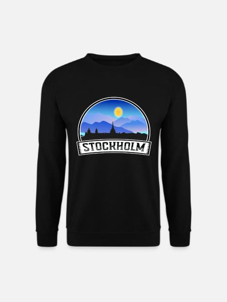 Stockholm Schweden Skyline Vintage Sonnenuntergang Reise Sou - Unisex Pullover - Schwarz