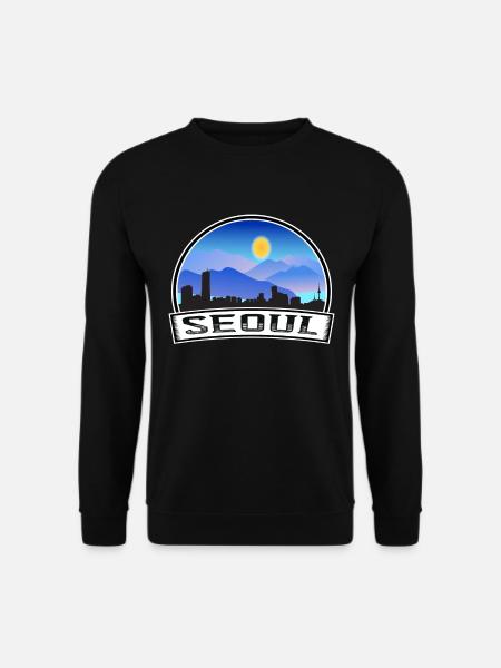 Seoul Südkorea Skyline Vintage Sonnenuntergang Reise So - Unisex Pullover - Schwarz