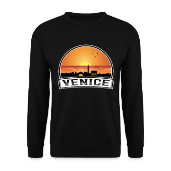 Venedig Italien Skyline Vintage Sonnenuntergang Reise Souveni - Unisex Pullover - Schwarz - Vorne - Alina (178cm) & Michal (187cm)
