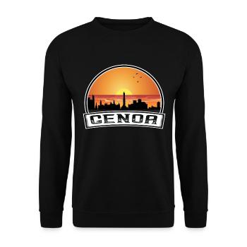 Gênes Italie Skyline Vintage Sunset Voyage Souvenir - Sweat-shirt Unisexe - noir - Devant - Alina (178cm) & Michal (187cm)