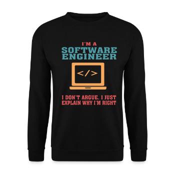 Lustiges Software Engineering Zitat für Software Engi - Unisex Pullover - Schwarz - Vorne - Alina (178cm) & Michal (187cm)