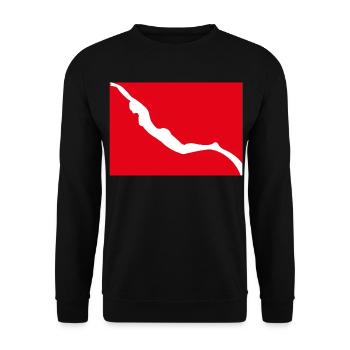 Freitauchflagge mit Mädchen Freediver - Unisex Pullover - Schwarz - Vorne - Alina (178cm) & Michal (187cm)