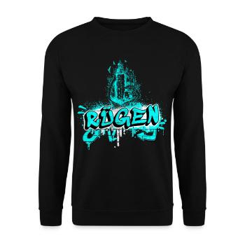 Rügen Graffiti Lighthouse Design - Unisex Sweatshirt - black - Front - Alina (178cm) & Michal (187cm)