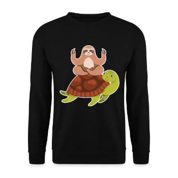 Sloth Riding Turtle Lazy Sloth Turtle - Unisex Sweatshirt - black - Front - Alina (178cm) & Michal (187cm)
