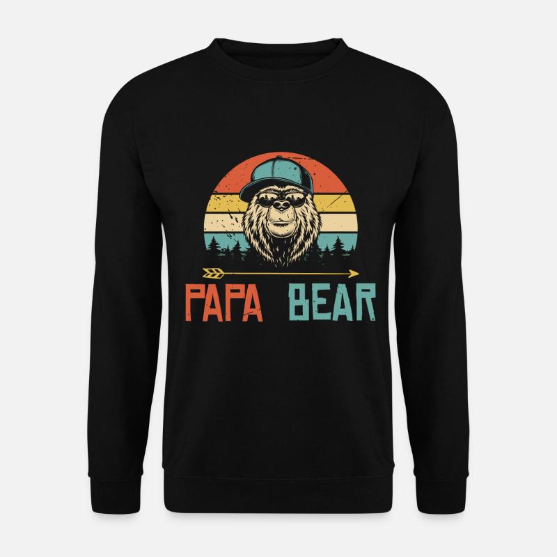 Papa Bär Vatertag Geschenk Retro Bär - Unisex Pullover - Schwarz