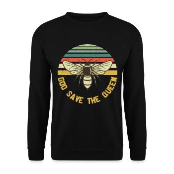 God Save The Queen Bumble Honey Bee - Unisex Sweatshirt - black - Front - Alina (178cm) & Michal (187cm)