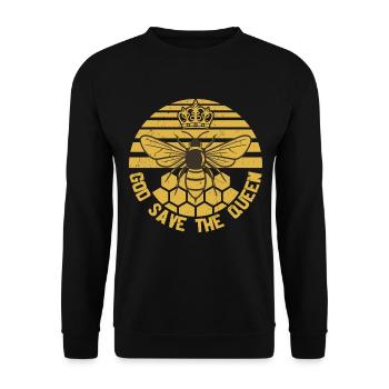 Gott rette die Königin Imker Honigbiene - Unisex Pullover - Schwarz - Vorne - Alina (178cm) & Michal (187cm)