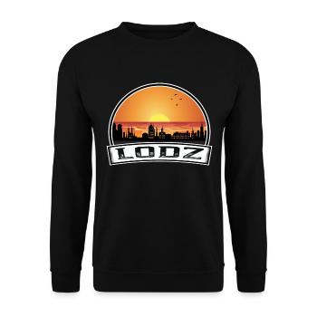 Lodz Pologne Skyline Vintage Sunset Souvenir de voyage - Sweat-shirt Unisexe - noir - Devant - Alina (178cm) & Michal (187cm)