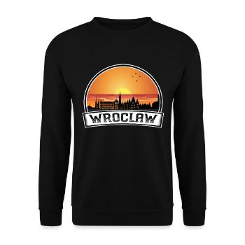 Breslau Polen Skyline Vintage Sonnenuntergang Reise Souve - Unisex Pullover - Schwarz - Vorne - Alina (178cm) & Michal (187cm)