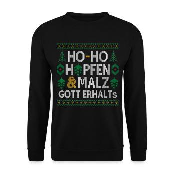 HO-HO HOPFEN UND MALZ GOTT ERHALTS WEIHNACHTSPULLI - Unisex Pullover - Schwarz - Vorne - Alina (178cm) & Michal (187cm)