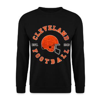 Cleveland Football Vintage Helmet - Unisex Sweatshirt - black - Front - Alina (178cm) & Michal (187cm)