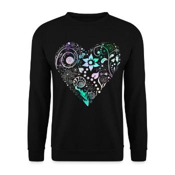 Blumenherz Pastelltraum - Unisex Pullover - Schwarz - Vorne - Alina (178cm) & Michal (187cm)