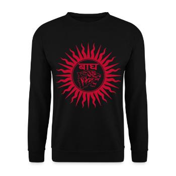 Roter Tiger in Indien - Unisex Pullover - Schwarz - Vorne - Alina (178cm) & Michal (187cm)