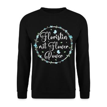 Floristin mit Flower Power - Unisex Pullover - Schwarz - Vorne - Alina (178cm) & Michal (187cm)