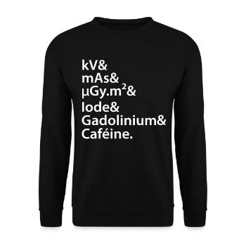 kV mAs Caféine Humour Café Radiologie Scanner Irm - Sweat-shirt Unisexe - noir - Devant - Alina (178cm) & Michal (187cm)